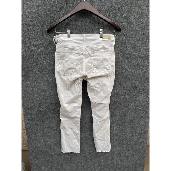 AG Adriano Goldschmied Jeans Womens 27 White The Prima Crop Cigarette Raw Hem - Picture 2 of 11